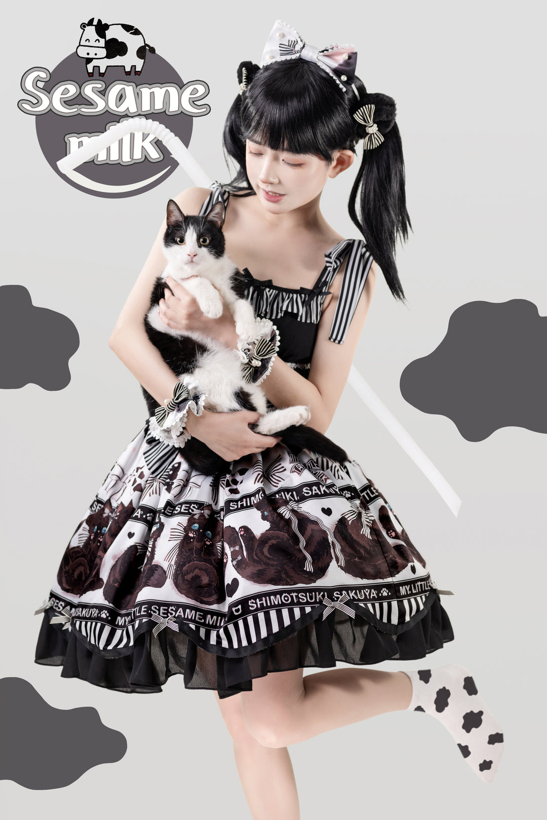 Sakuya Lolita~Kawaii Lolita Cat Print Skirt Suit 16952:234840