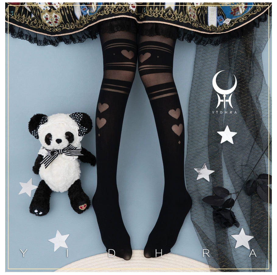 Yidhra~Enchanting Magic~Sweet Lolita Pantyhose Heart Hollow Out Thin Tights   