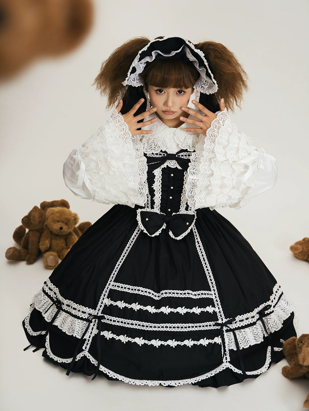 Vintage Petal Rabbit - Cotton Old School Lolita JSK Dress With Petal-Shaped Hem 43136:769587
