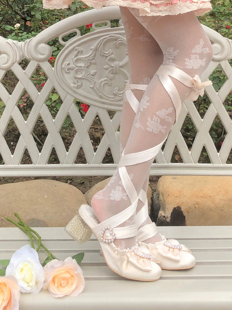 MR.Qiutian~Muller ballet~Elegant Lolita Shoes Round Toe Mid Heel Shoes   