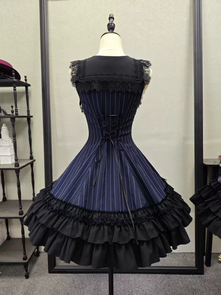 MILU ORIG - Six-Panel Gothic Lolita JSK Dress, Tiered Ruffles