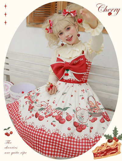Flower and Pearl Box~Cherry~Christmas Winter Lolita OP Dress XS Suspender JSK 