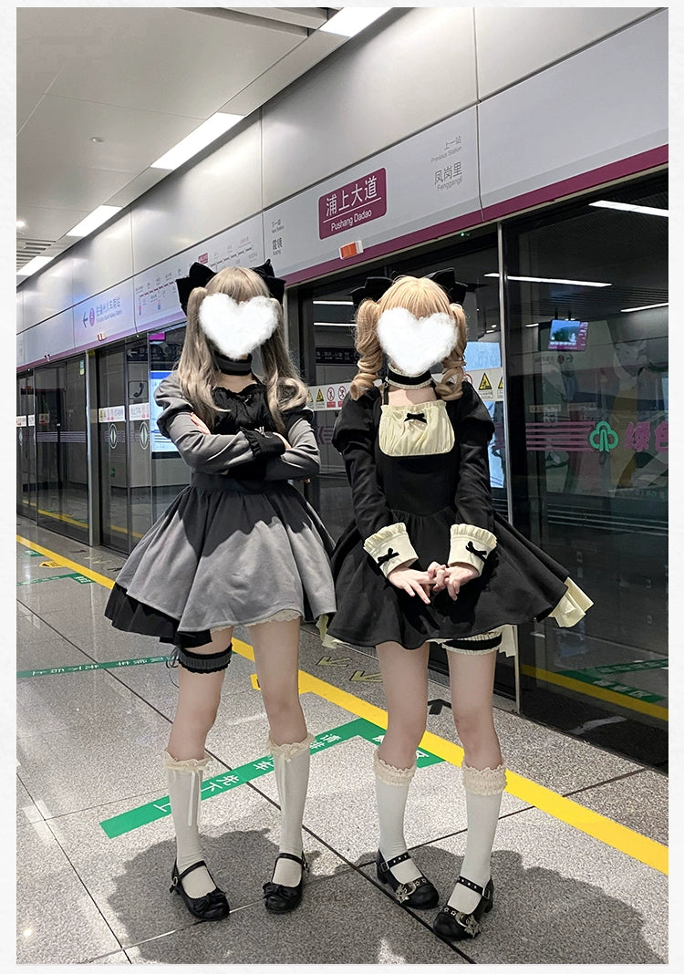 With PUJI - Suki - Maid Lolita OP Set, Detachable Apron, Juliet Sleeve
