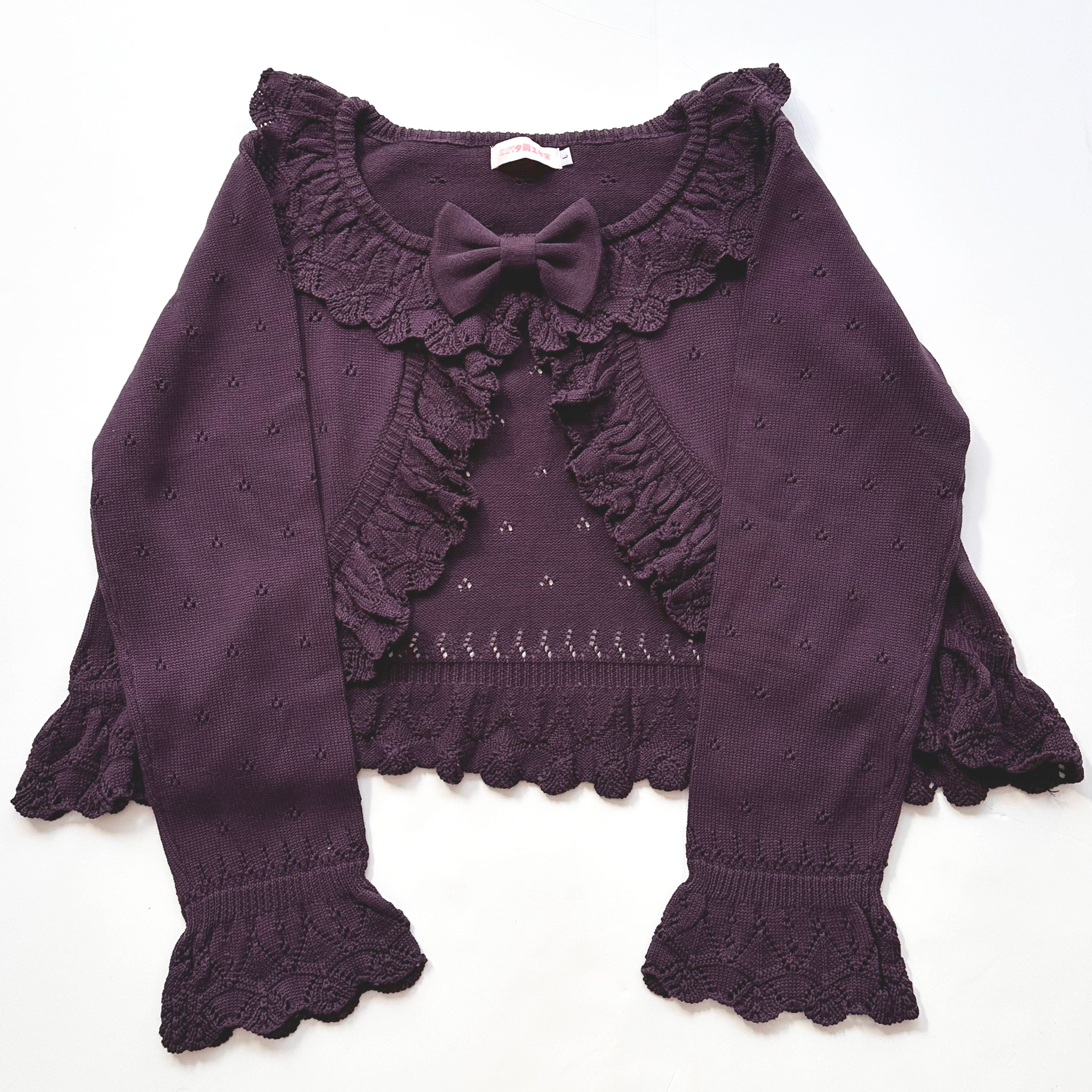 MIST - Nainai - Vintage Lolita Knitted Cardigan Grape Purple S