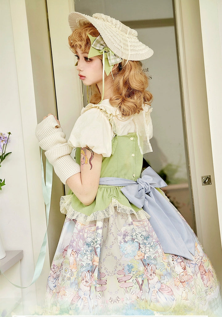 Strawberry Fantasia~Spring In The Air~Sweet Lolita JSK Green Lolita Dress   