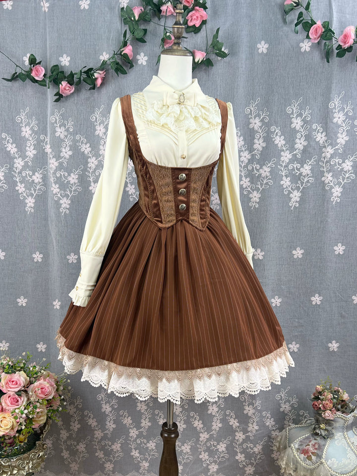 DMFS Lolita~Dreamland of Enchantment~Classic Lolita JSK Retro Bust-supporting Lolita Dress (2XL L M S XL) 41296:708004