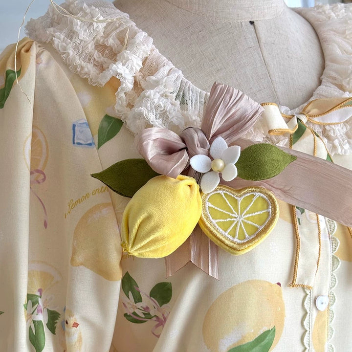 Miss Point~Lemon Chick~Country Lolita Accessories With Openwork Straw Hat 42983:760456