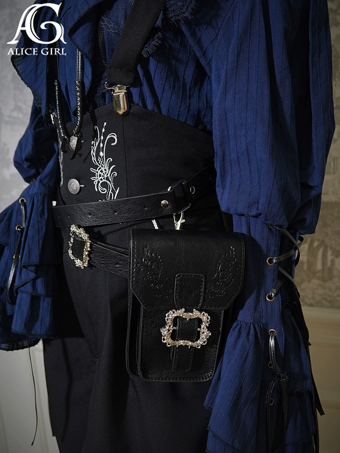 (BFM)Alice girl~Nautical Treasure Map~Retro Lolita High Waist Embroidered Suspender Pants   