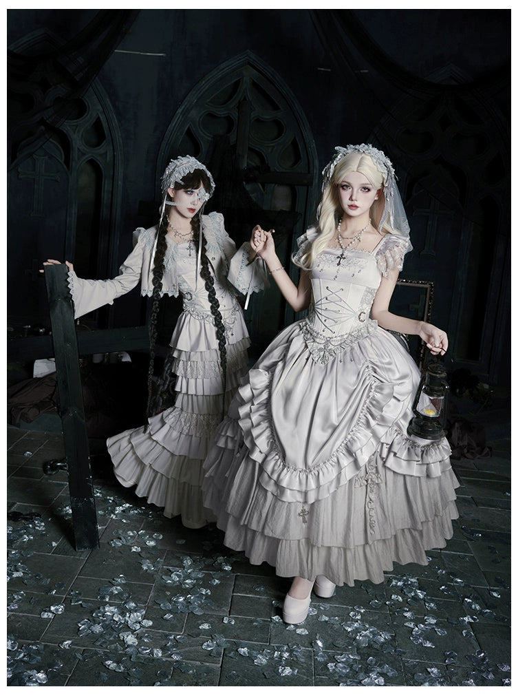 With PUJI - Letter and Poetry · Humanoid Robot - Silver Gothic Lolita Mermaid Skirt Set 43861:787629