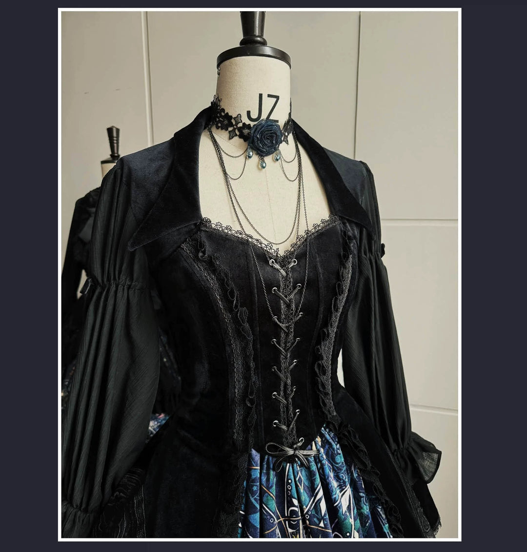 SUSIN~Night Traveler~Classic and Elegant Gothic Dress with Colorful Window Prints   