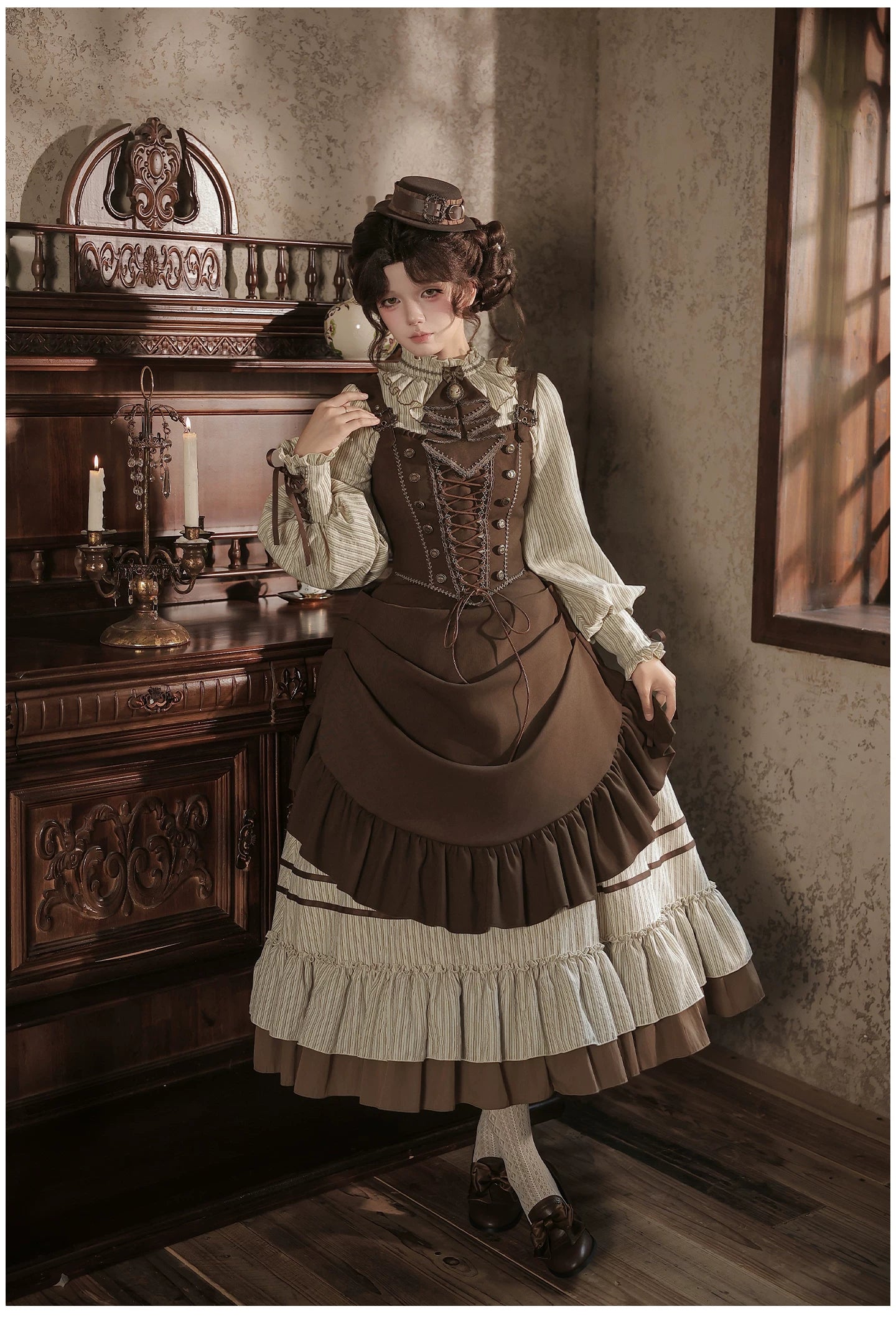 At Sunset - Fall Classic Lolita OP Dress Set, Bustier & Overlayer 45930:868543
