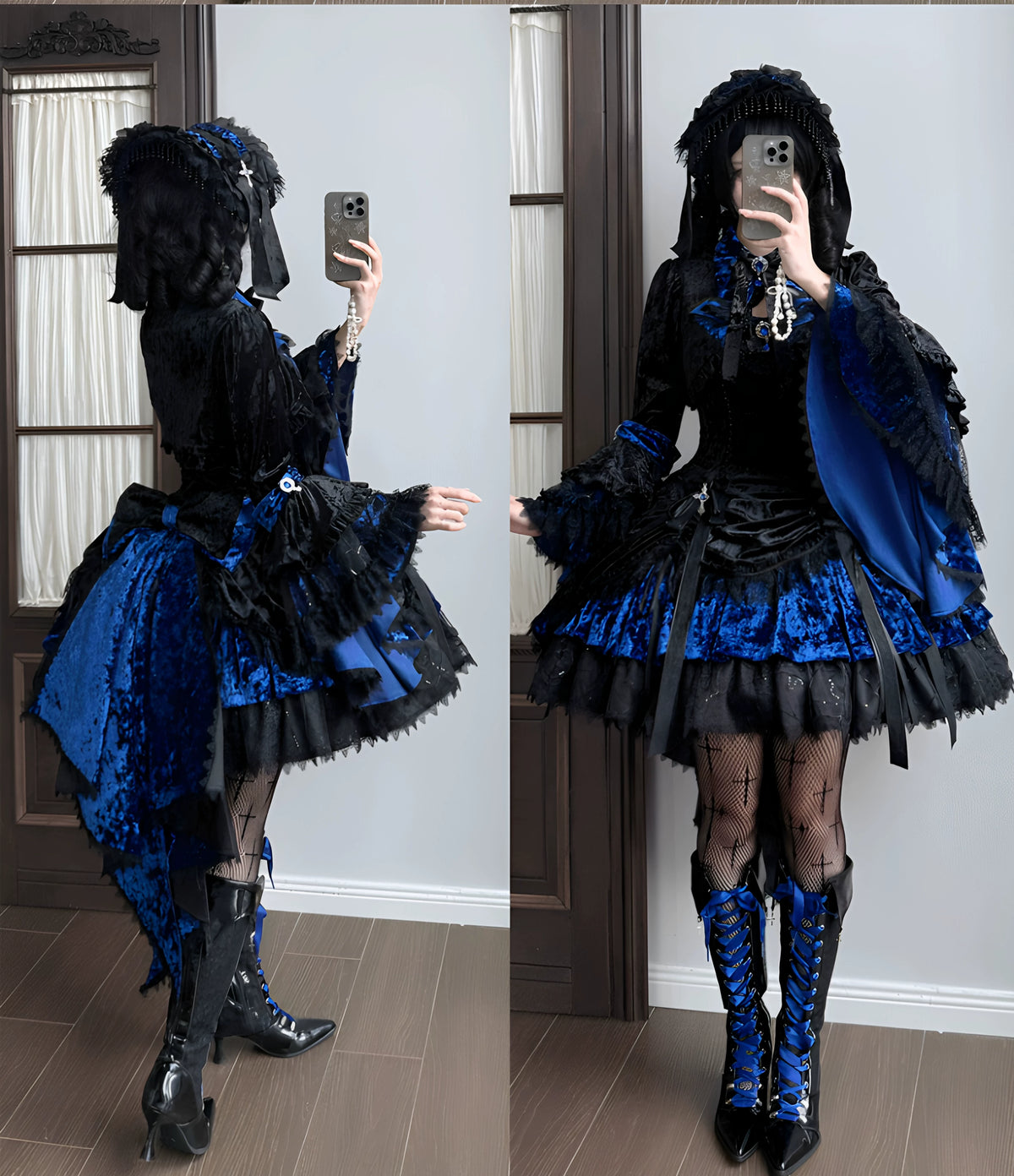 Dark Raven Poem - Gothic Lolita JSK & Bolero Dress Set, Diamond Velvet 45967:869795