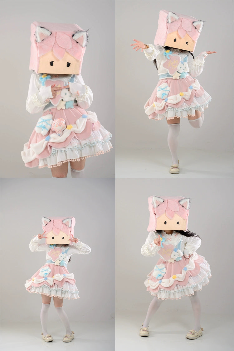 Mewroco~Lucky Star~Winter Sweet Lolita SK Kawaii Cat Ear Cape Suit 40052:649944