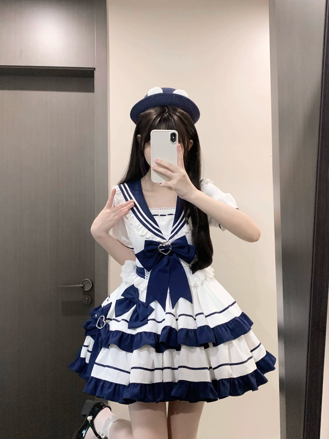 Platycodon House~Going to the Sea~Sailor Lolita OP Youth Lolita JSK Tiered Dress