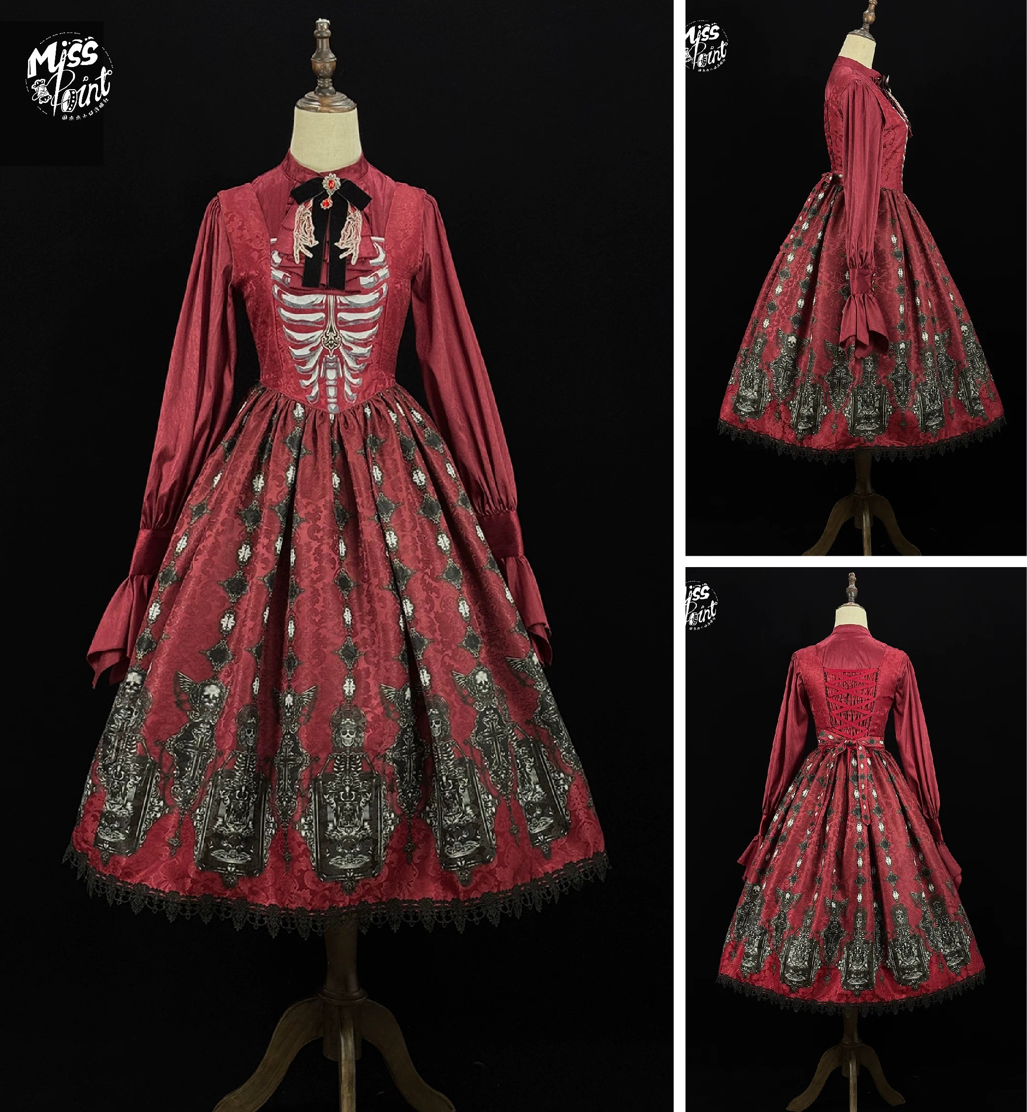 Moonnight Return - Gothic Lolita JSK Dress, Skeleton & Cross Print 44638:816272