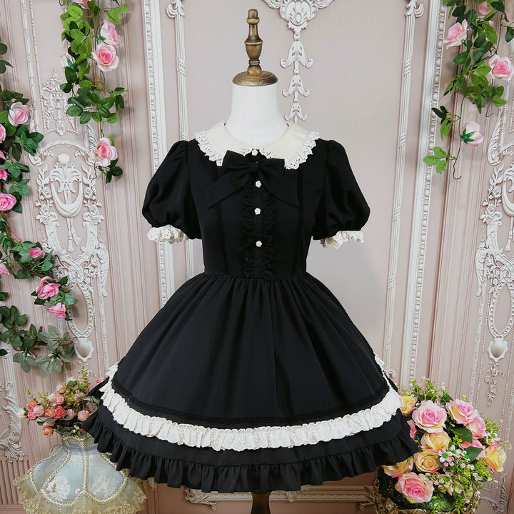 DMFS~Piaget Servant~Maid Lolita OP Dress Vintage Lolita Dress Free size Short black OP 