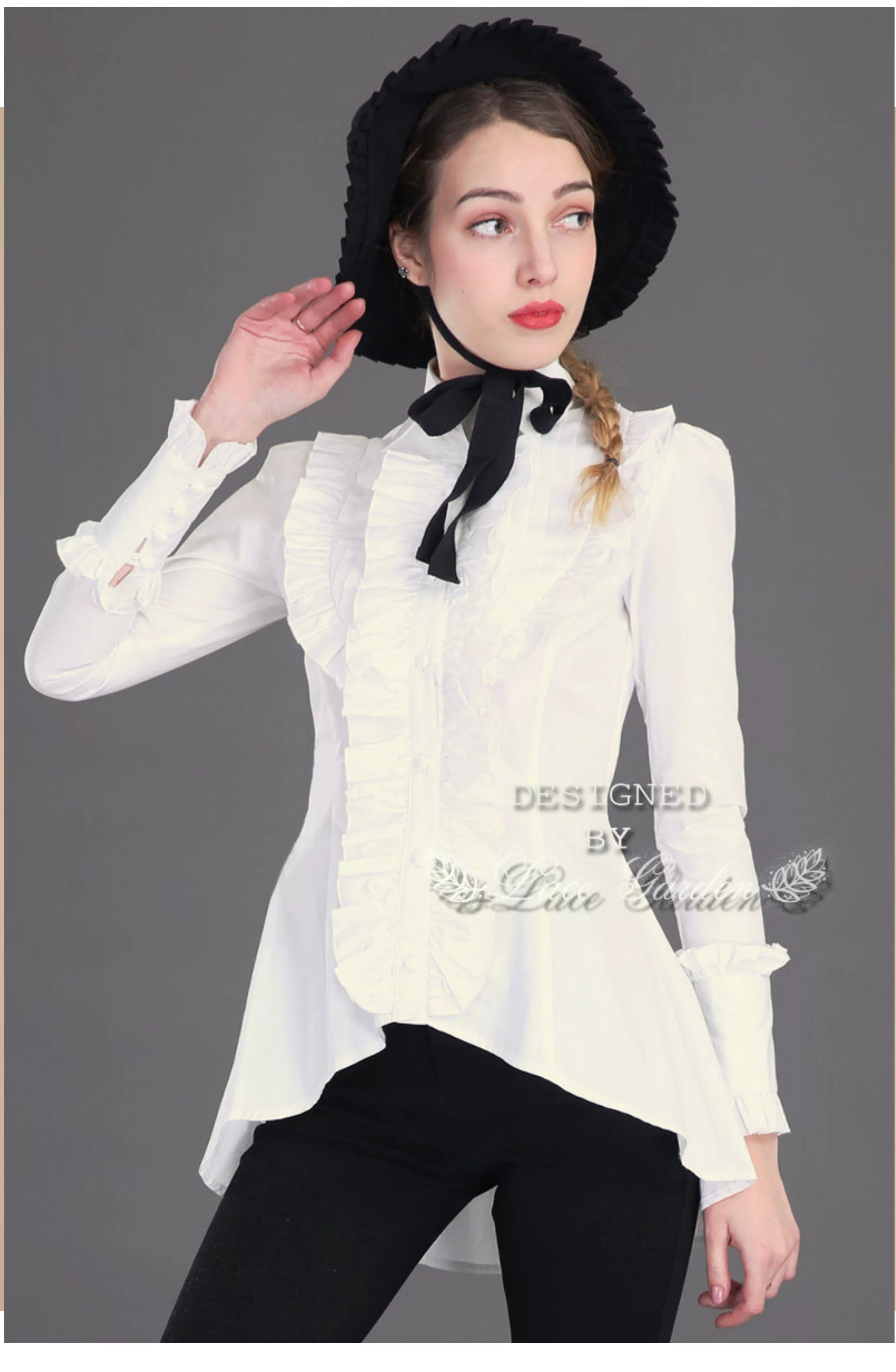 Gothic Lolita Tailed Hem Blouse and Multi-layer Skirt Set