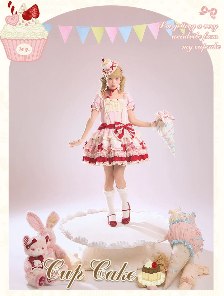 Mademoiselle Pearl~Cup Cake~Sweet Lolita OP Dress Kawaii Lolita JSK SK   