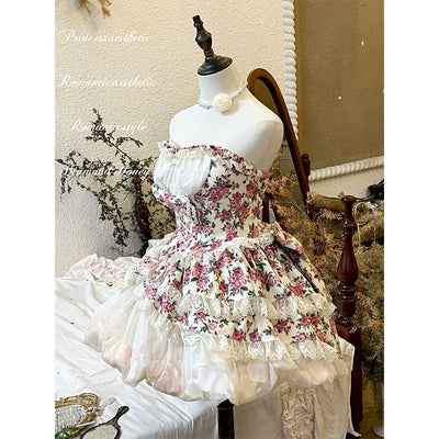 Diamond Honey~Sweet Lolita JSK Dress Sleeveless Dress for Spring Summer S Rose 