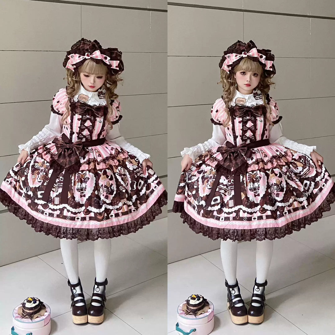 Nn Star~Royal Chocolate 2.0~Sweet Lolita Dress Suit Cute Print Lolita OP and JSK