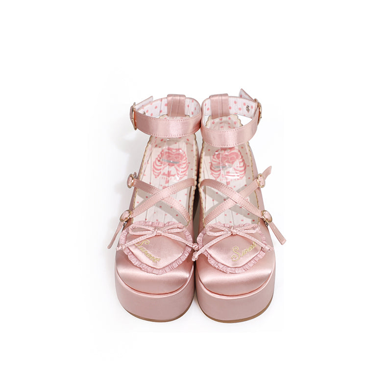 MODO~Deep Sleep Dream~Kawaii Lolita Shoes Muffin Platform Round Toe 34 pink 