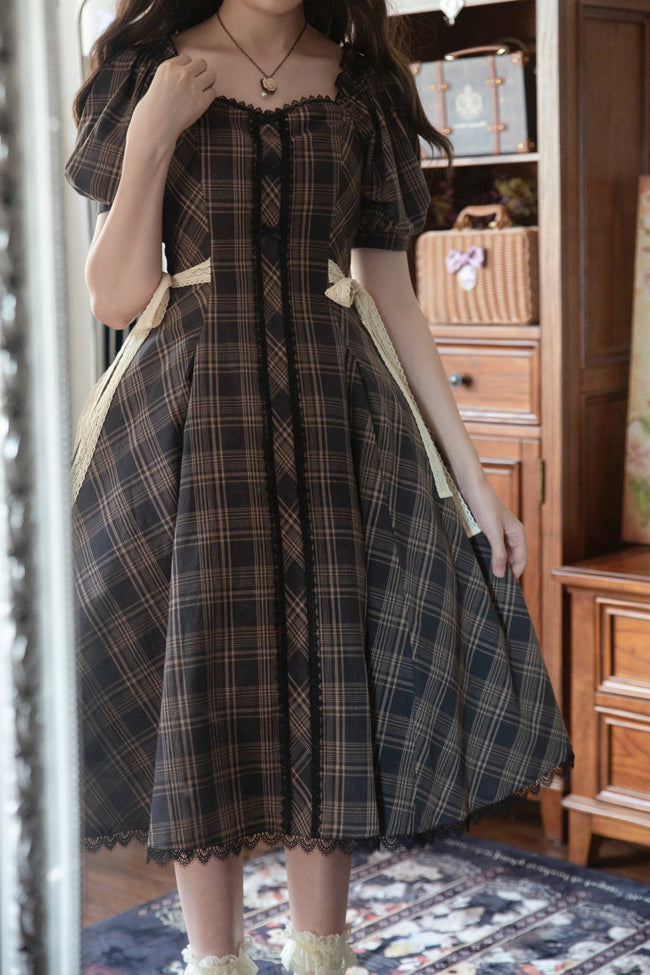 Forest Song - Josephine Academy - Elegant Lolita Black Plaid OP