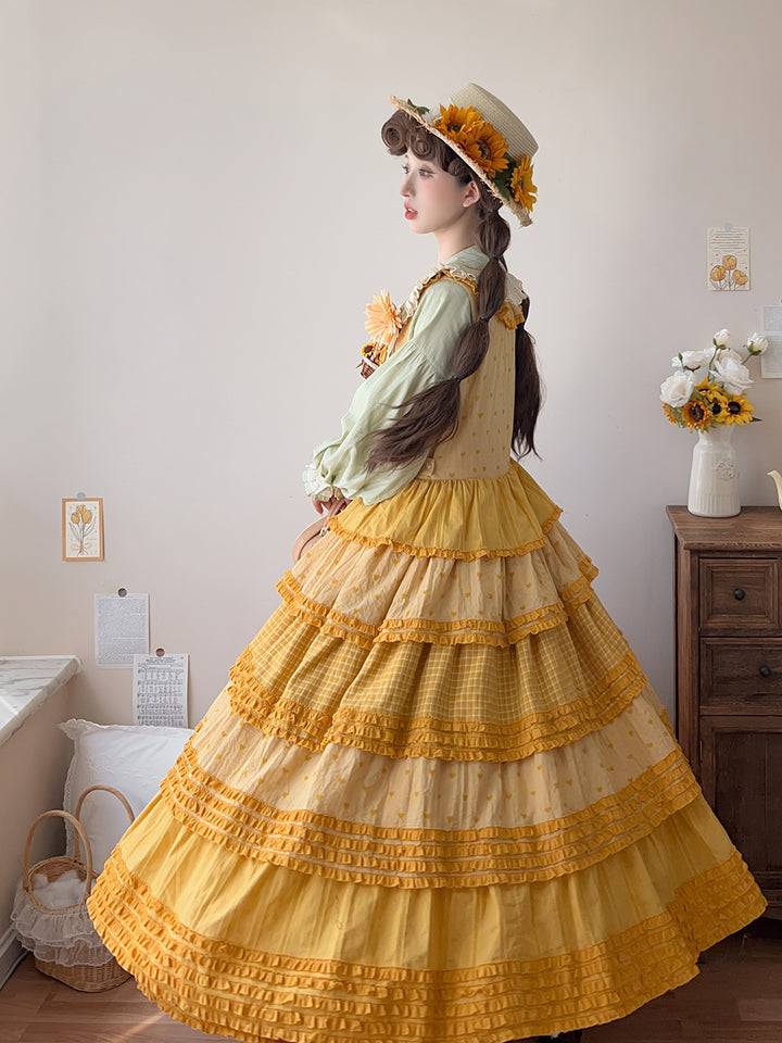 Miss Point~Garden Sunflower~Country Lolita JSK Five-Tiered Open Front Dress 42509:742451