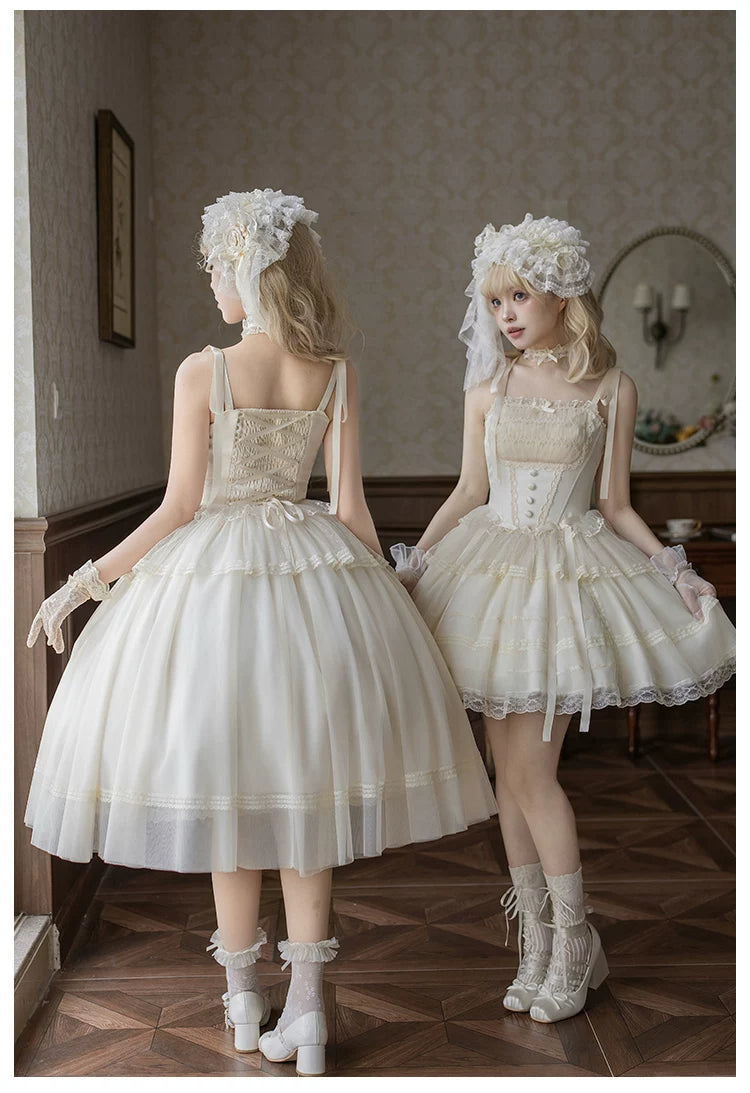 Confession Poem - Classic Lolita Corset JSK Set, Lace & Bows