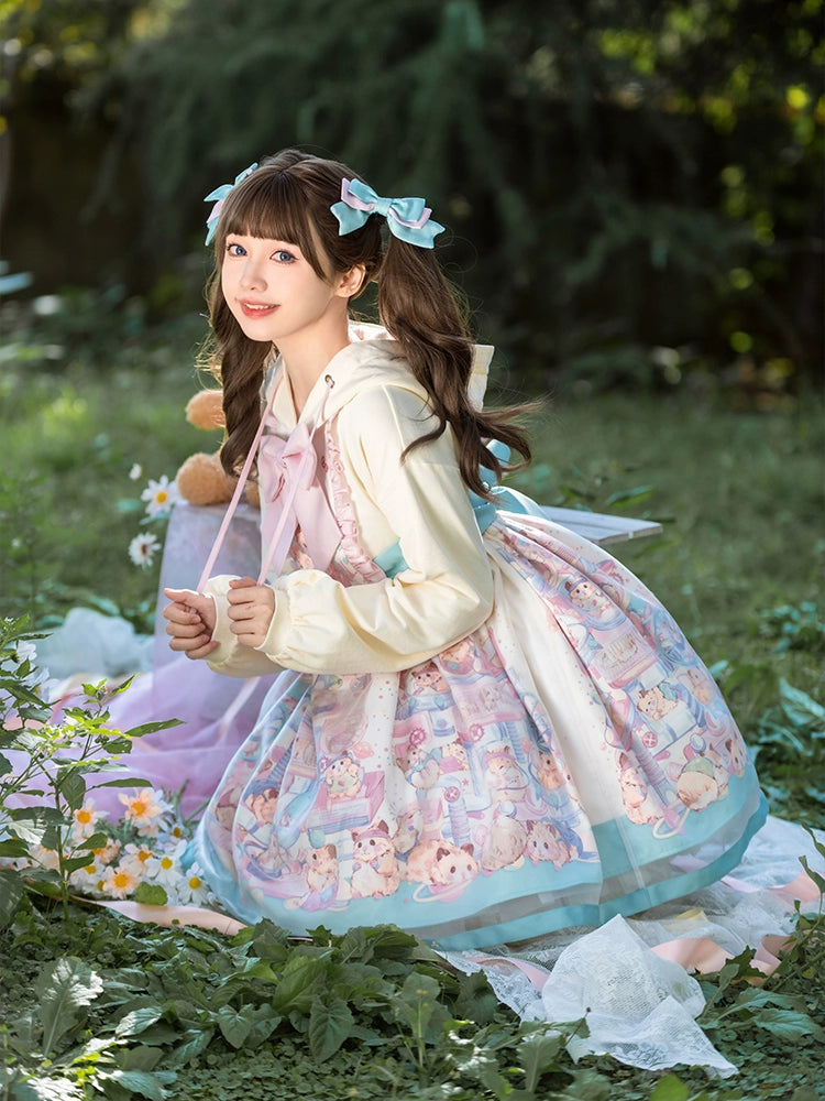 Mewroco~Sweet Lolita Dress Suit Salopette and Hoodied OP