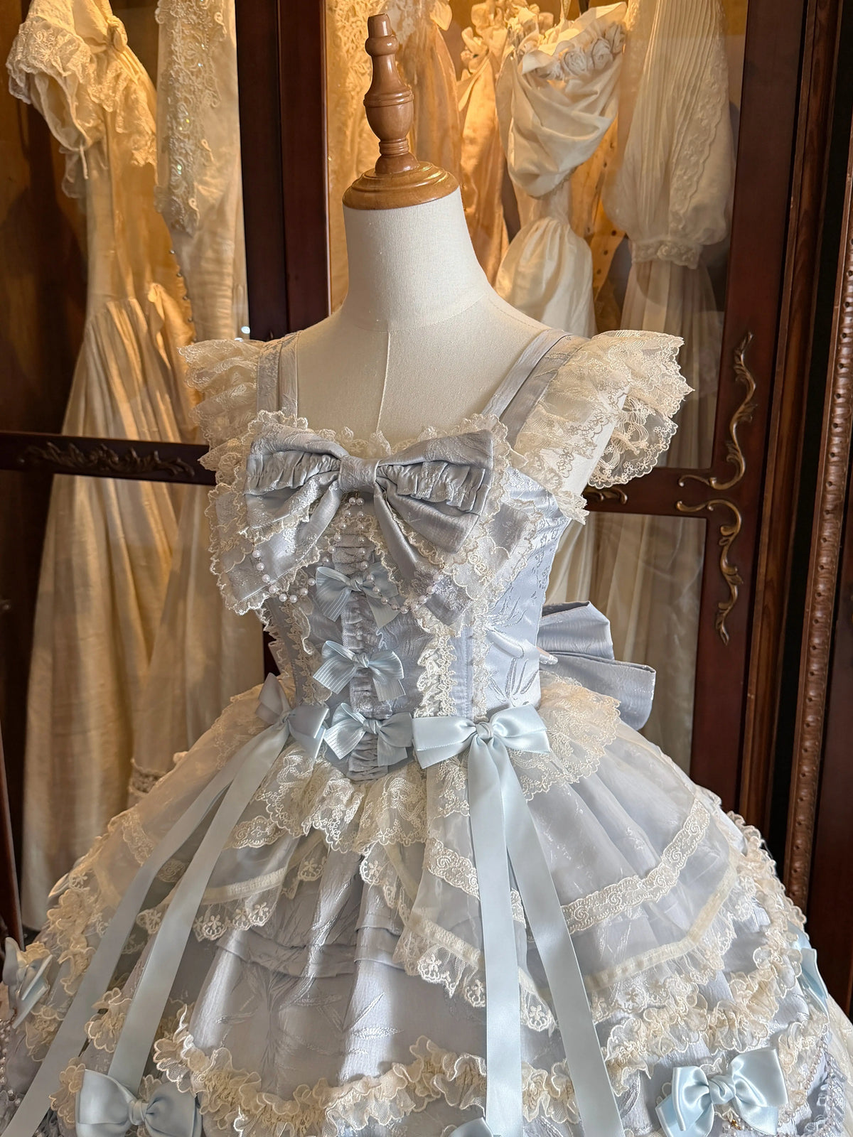 Jenny Love Song - Sweet Lolita Jacquard JSK Dress Set, Detachable Bows 46118:875631