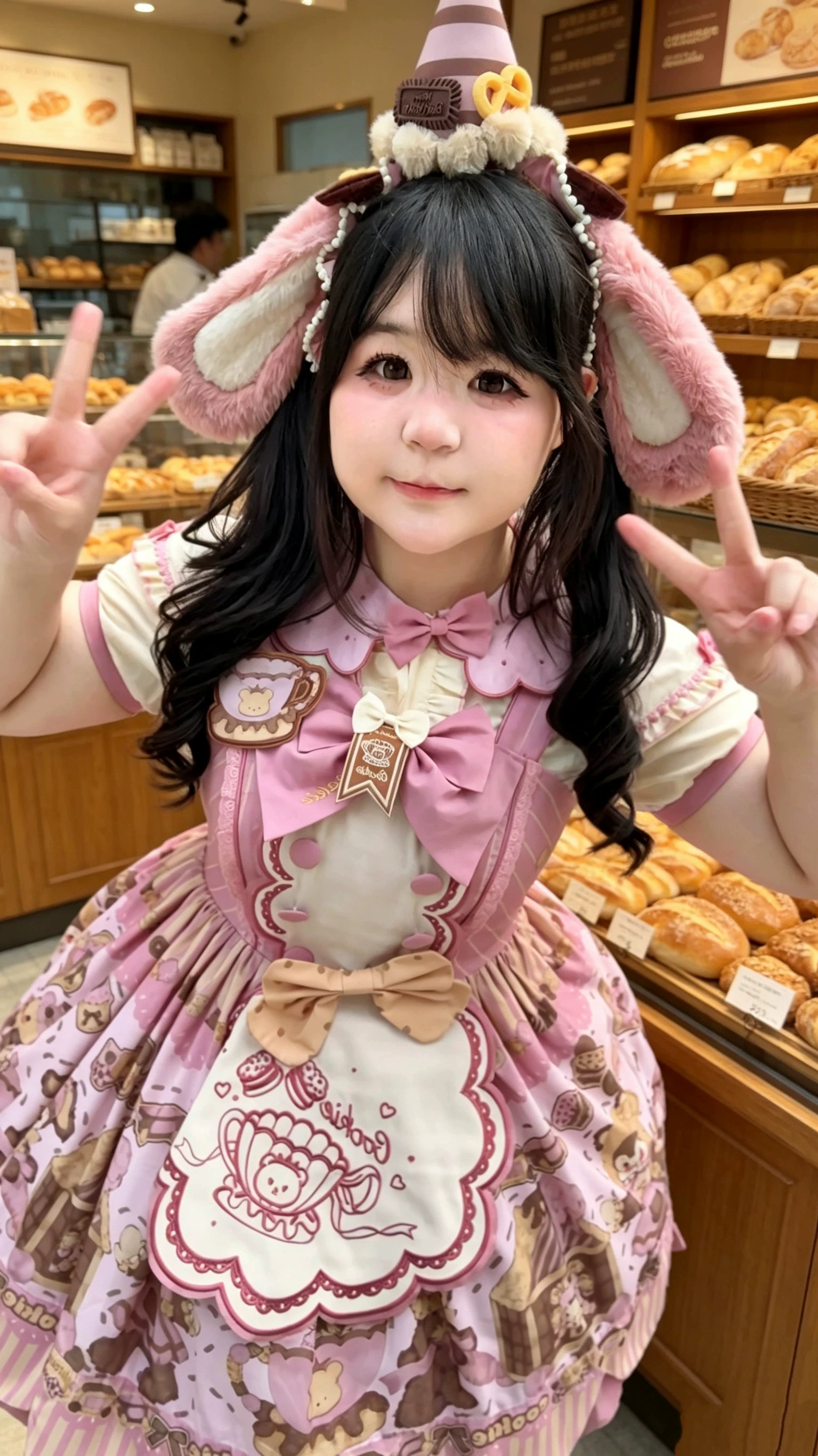 Bear Biscuit SP - Kawaii Lolita Bear Printed Dress Set with Bows 45375:846464