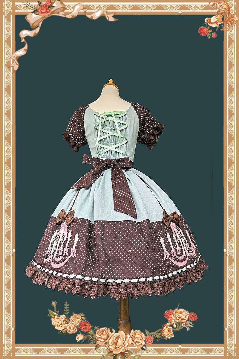 Chandelier - Old School Lolita Dress, Polka Dot, Chandelier Print 44388:806714