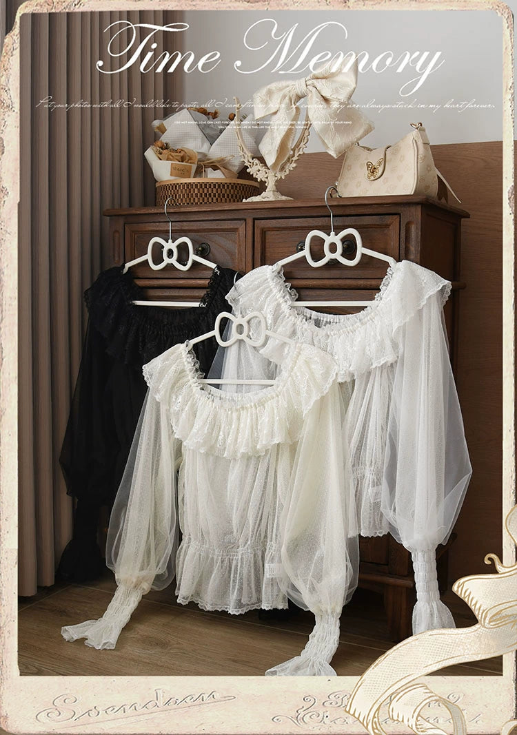 Time Memory~Layered Heart~Sheer Classic Shirt with Mutton Sleeves & Polka Dot 42821:757751