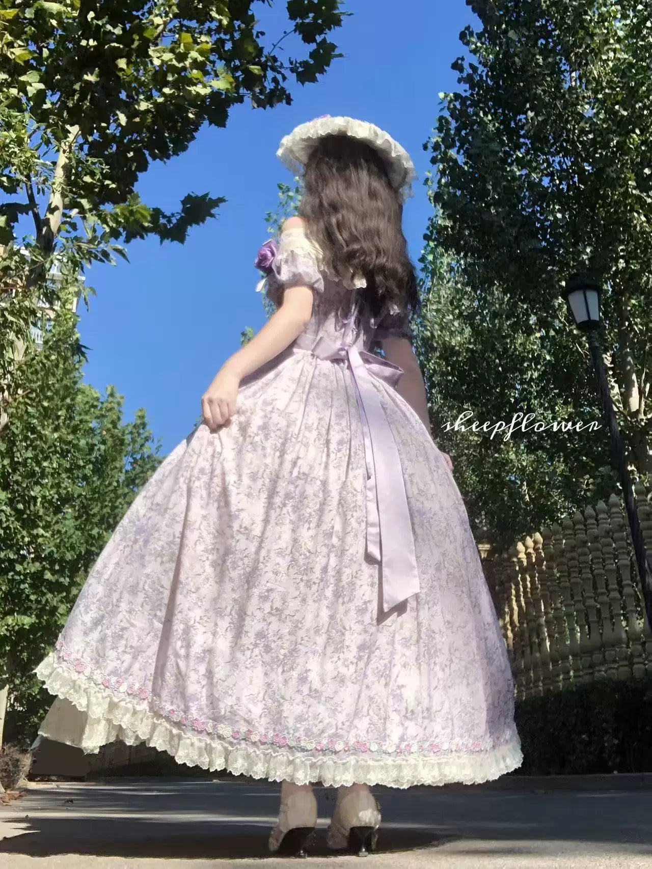 Dolota Flower Wall - Classic Lolita Floral OP Dress, Open Shoulder 44485:811173