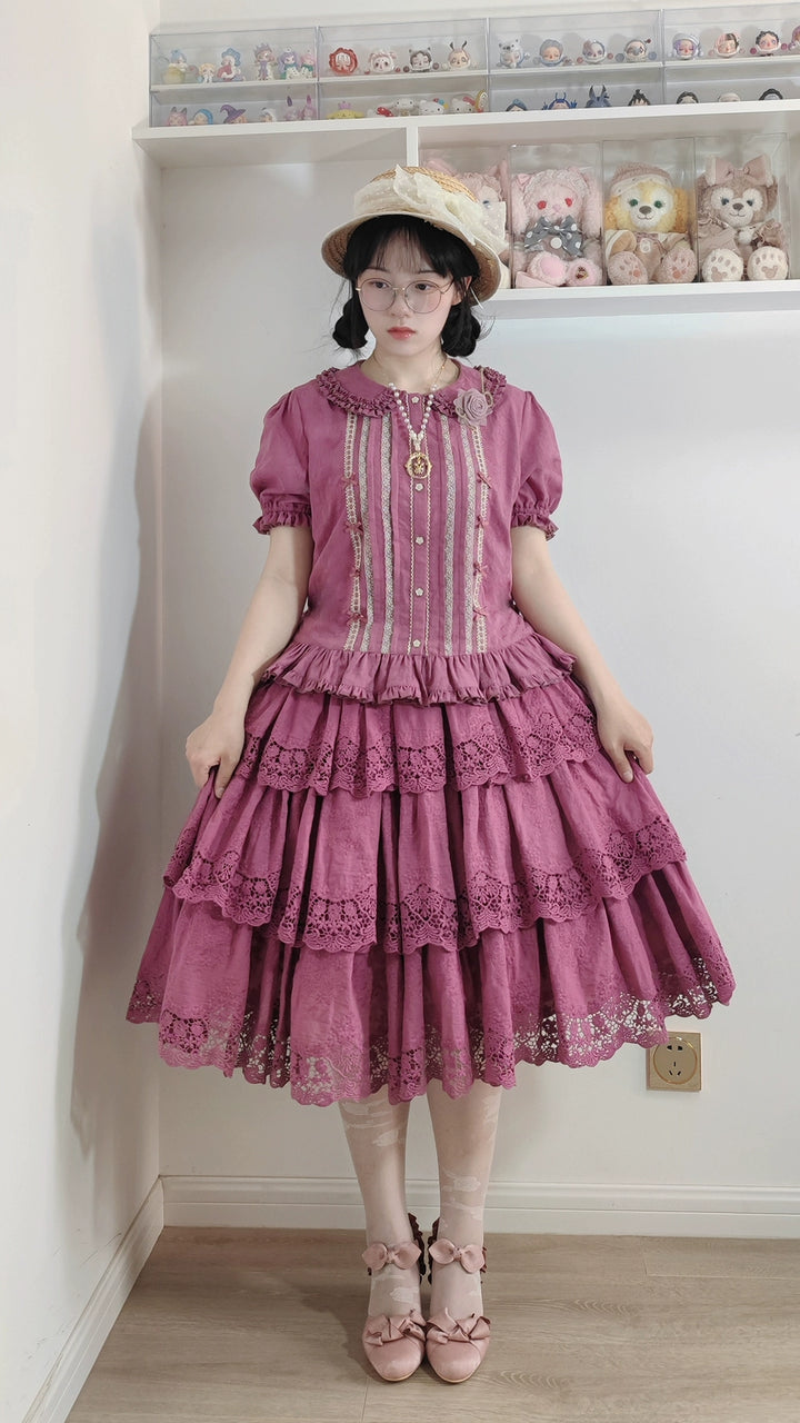 Miss Point~Forest Waltz~Classic Lolita Tiered Skirt Multi-layer Embroidered SK   