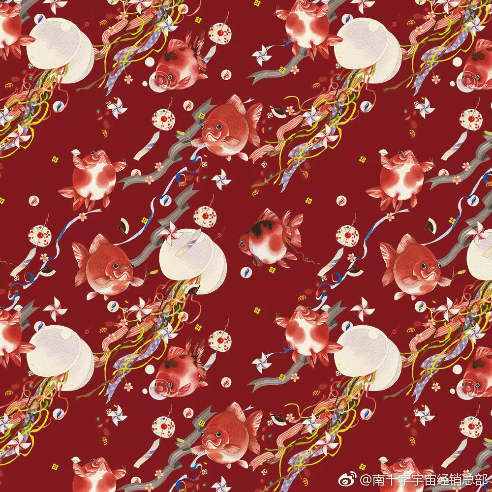 (BFM)Southern Cross~Fishball Type 2 Fly Sleeve JSK Print Lolita Dress S wine red 