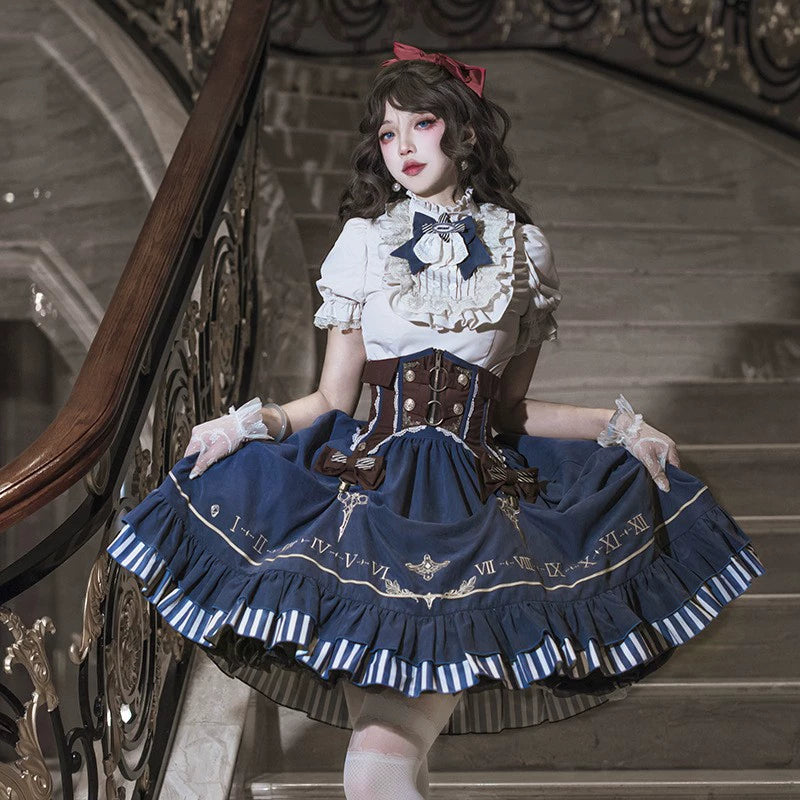 Cornfield Lolita - Gilded Pointer - Elegant Classic Lolita Skirt Suit Punk Lolita Style S Shirt + Waistband + Skirt