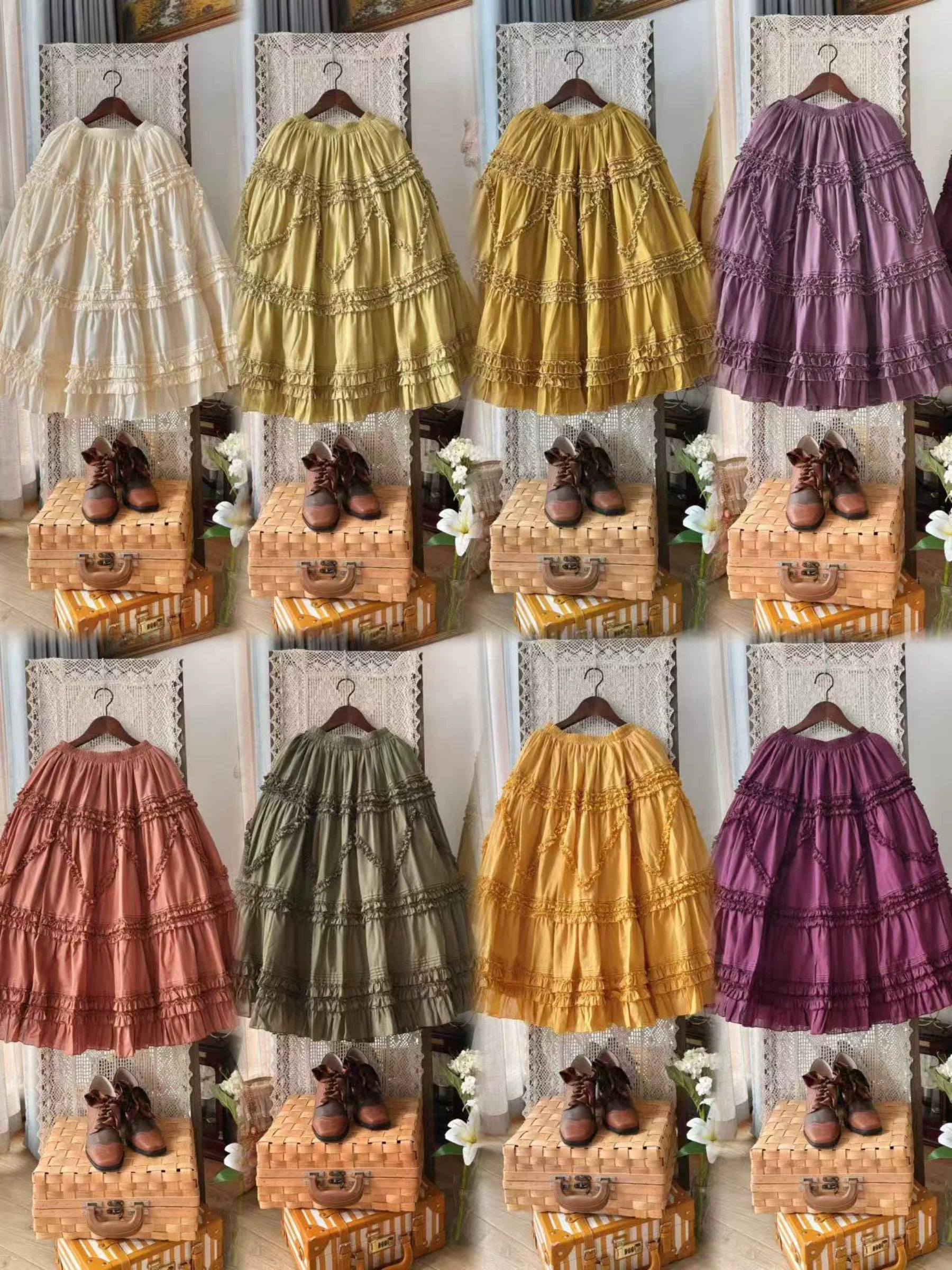 Country Lolita Underskirt, Cotton & Tiered Ruffles