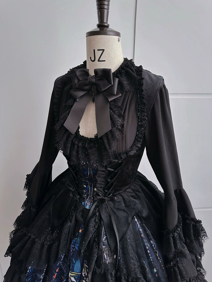 SUSIN~Night Traveler~Classic and Elegant Gothic Dress with Colorful Window Prints   