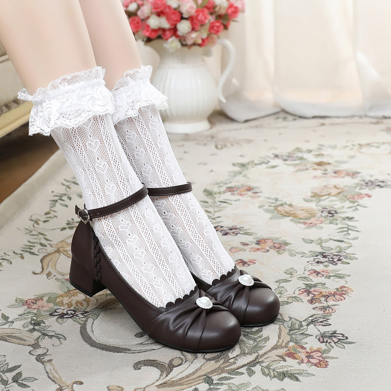 Sosic~Shell Dew~Sweet Lolita Bow Round Toe Shoes 12936:166594