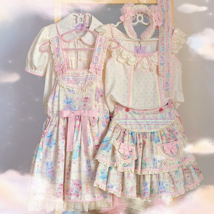 RichLolita~Starry Pudding Bear~Sweet Lolita Jumper Dress Printed OP Dress