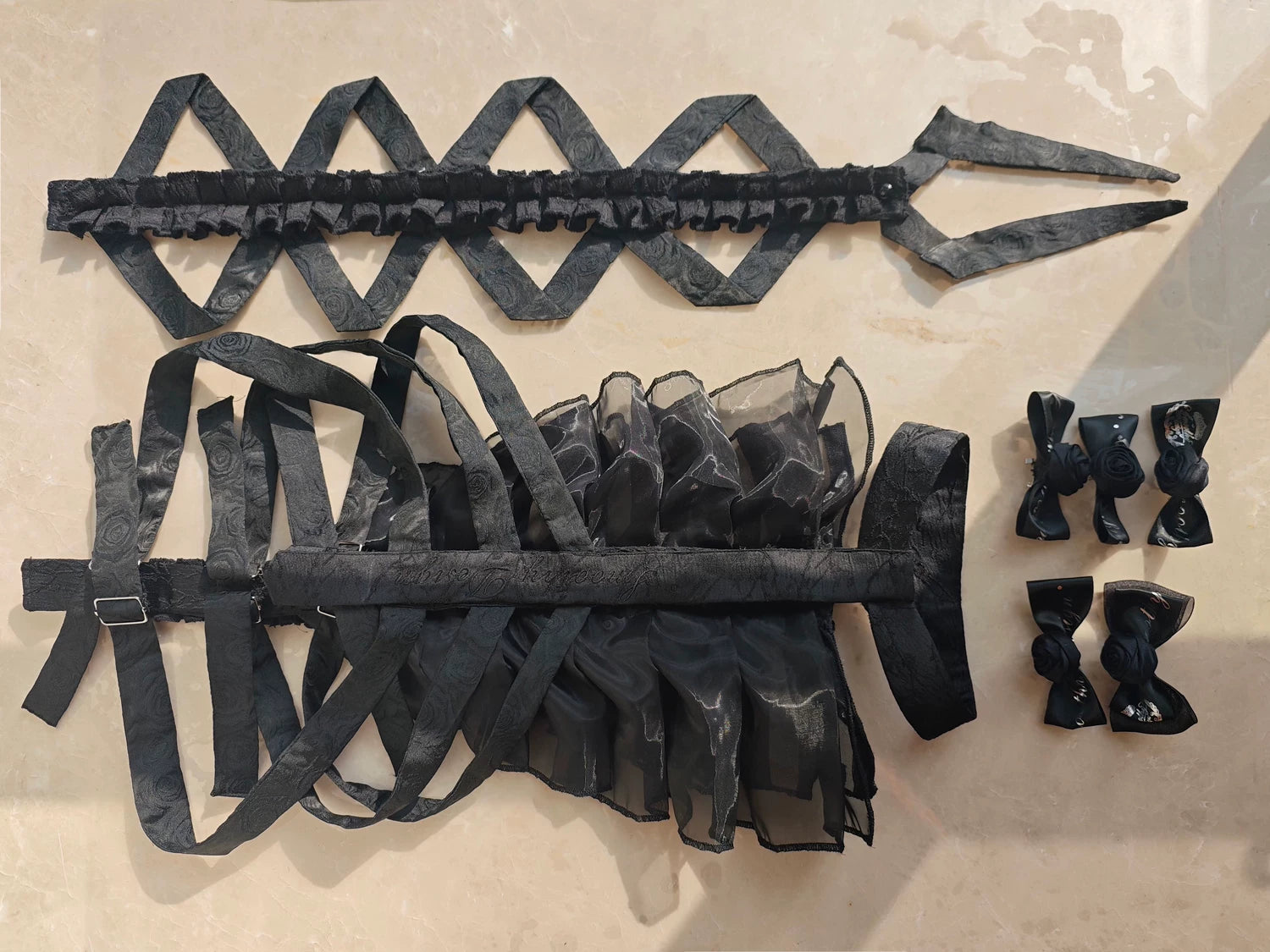 Jormungand - Snake Skeleton Inspired Back Accessory, Detachable Bows