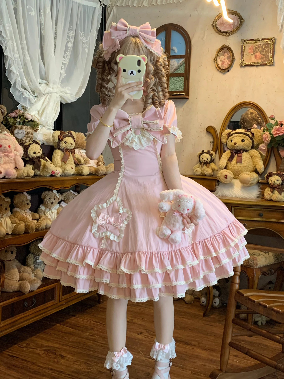 Muse Fufu - Plus Size Sweet Lolita OP Dress, Heart Appliques 45977:870180