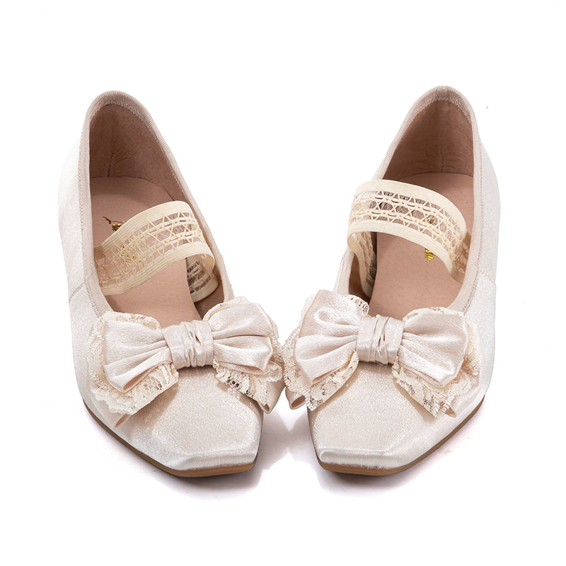 Iris Corolla~Elegant Lolita Shoes Silk Satin Leather French Heels 35 Acetic acid production 