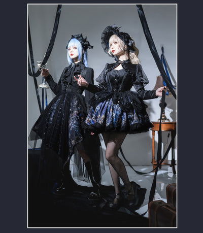 Susin Lolita～Night Traveler～Gothic Lolita Three Piece Shirt+Half-Skirt+Waistband   