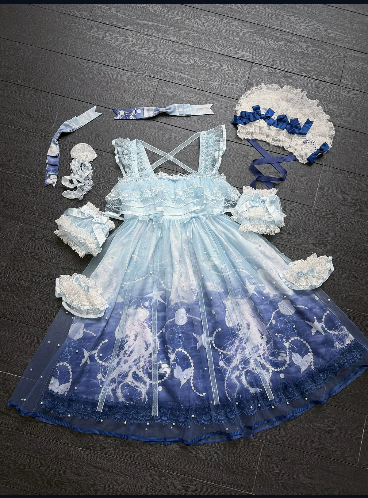 Windchime Jellyfish - Dreamy Sweet Lolita Headdress & Jellyfish Embroidered Brooch 45779:862079