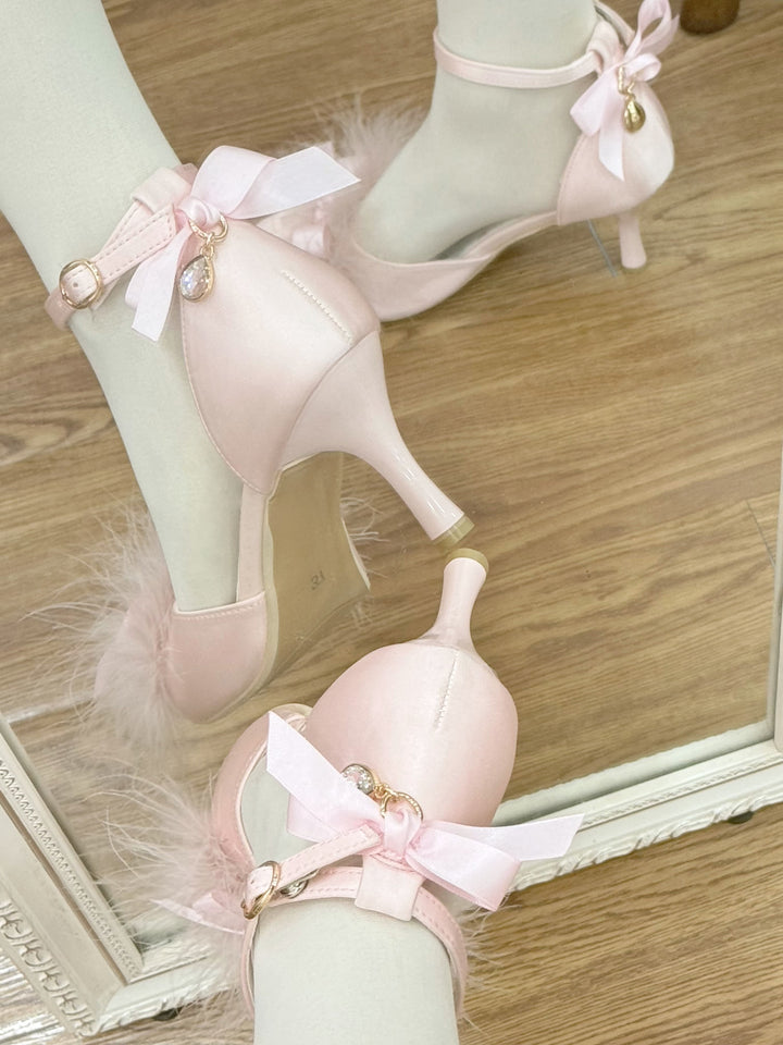 Pure Tea For Dream~Swan Lake~Sweet Lolita Shoes Satin Lolita Hight Heels