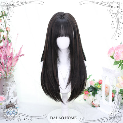 Dalao~Daily Lolita Wig Long Curly Various Styles Ins KOL Wig 2624 Black Tea  