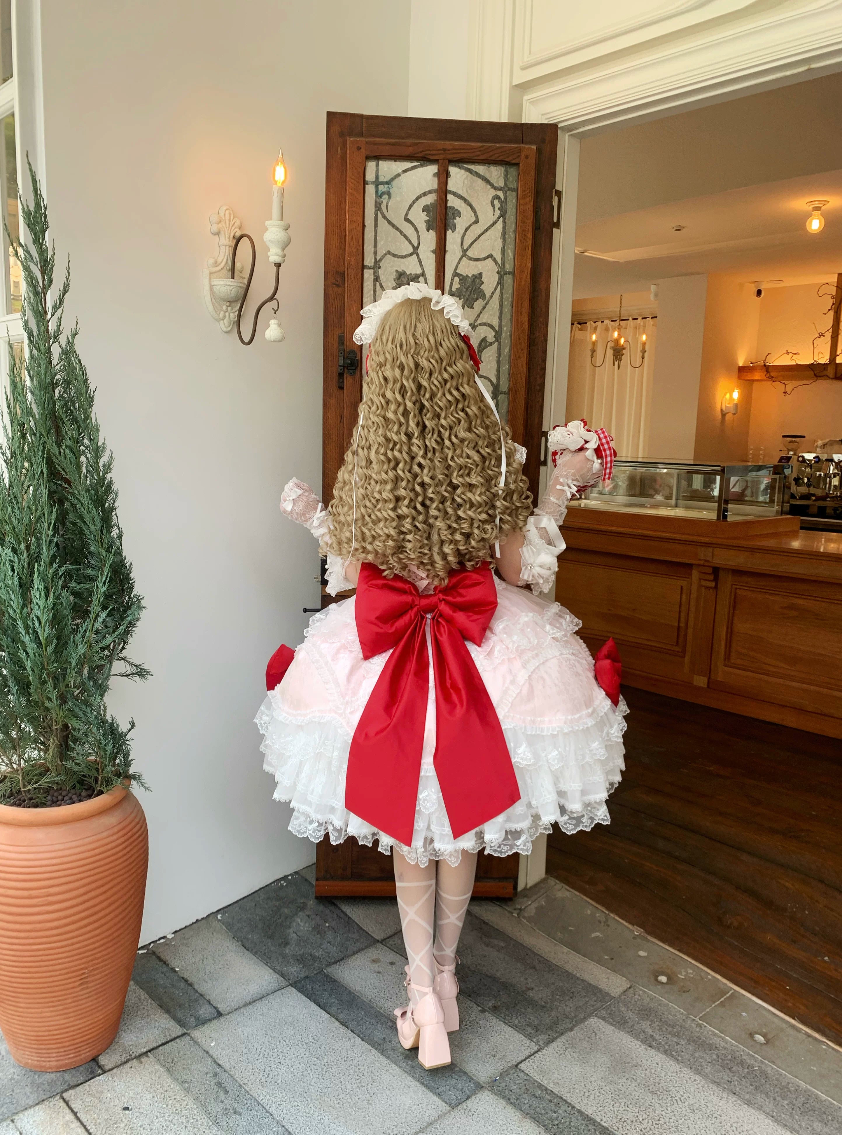 Floral Dream Isle - Sweet Lolita Doll-like JSK Dress, Bows & Lace (L M S) 44705:821034