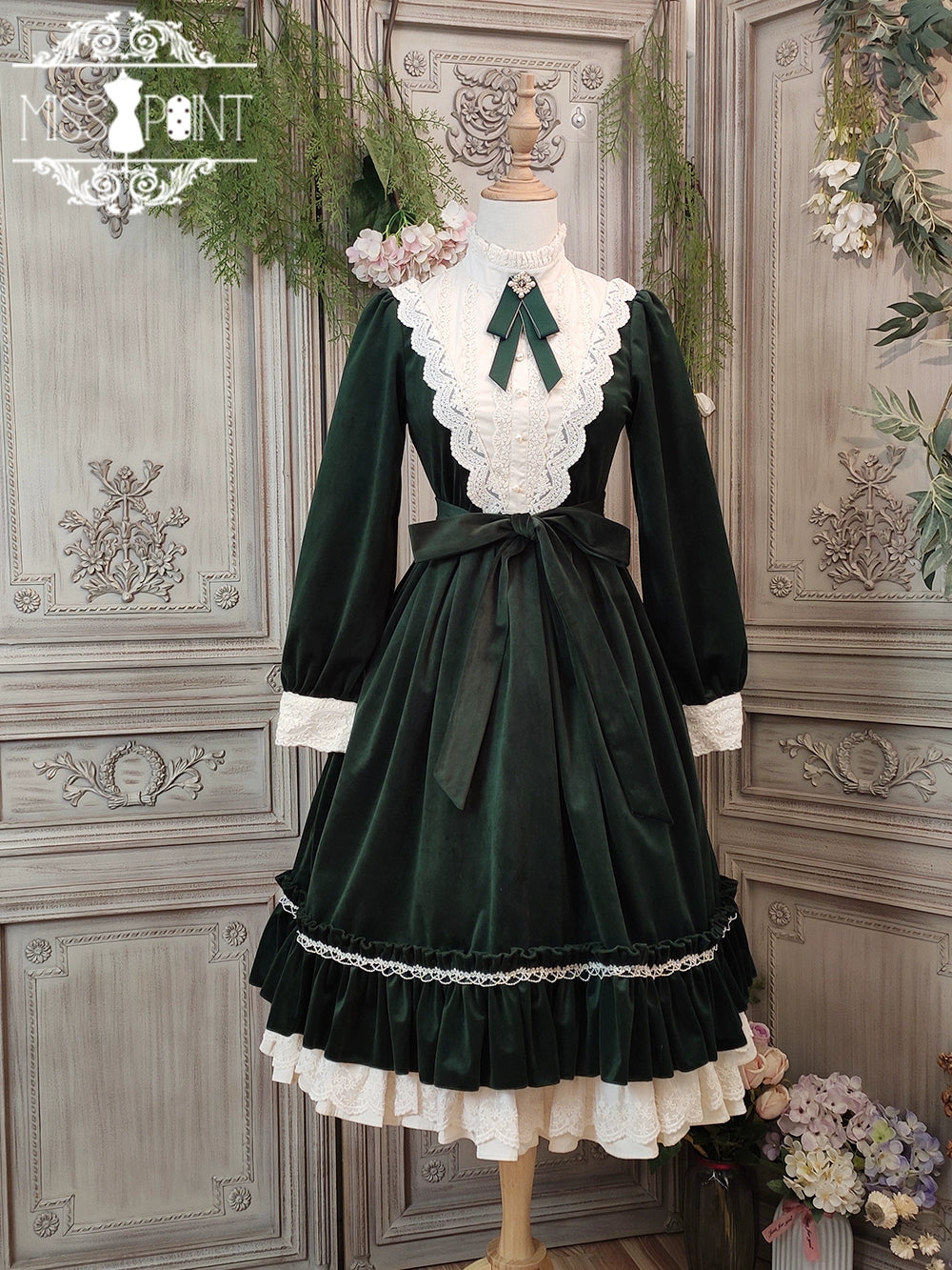 (BFM)Miss Point~Customized Lolita Dress Vintage Elegant Velvet OP Dress (2XL L M S XL XS) 32520:391672
